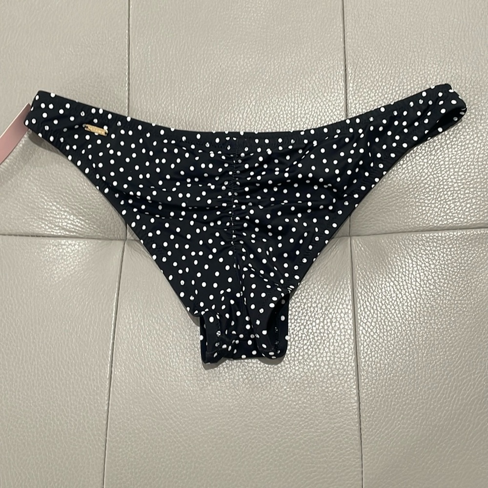 NWT Victoria Secret Swim Scrunch Butt Polka Dot Cheeky Waist Bikini Bottom SZ L